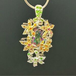 Sterling Silver/Platinum Mystic Topaz & Multi-Gemstone Pendant
